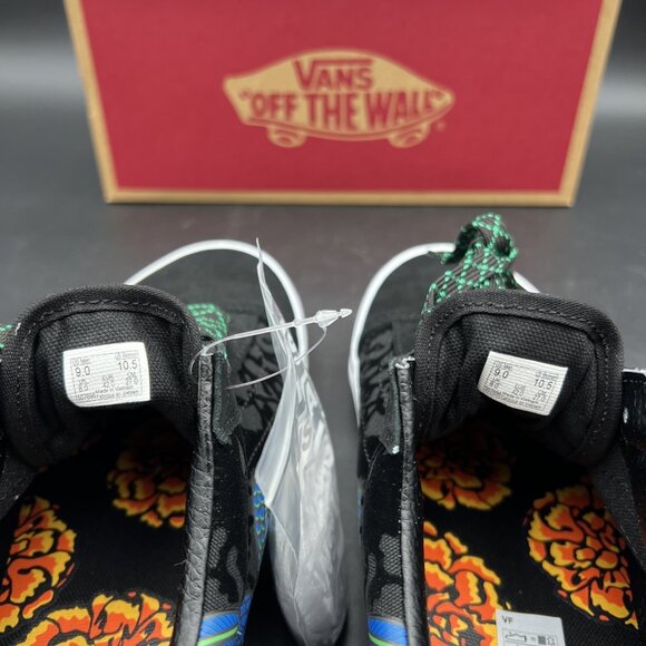 Vans Old Skool Dia de los Muertos Hummingbird Skate Shoe M9 W10.5 Black Blue NEW - Picture 12 of 16